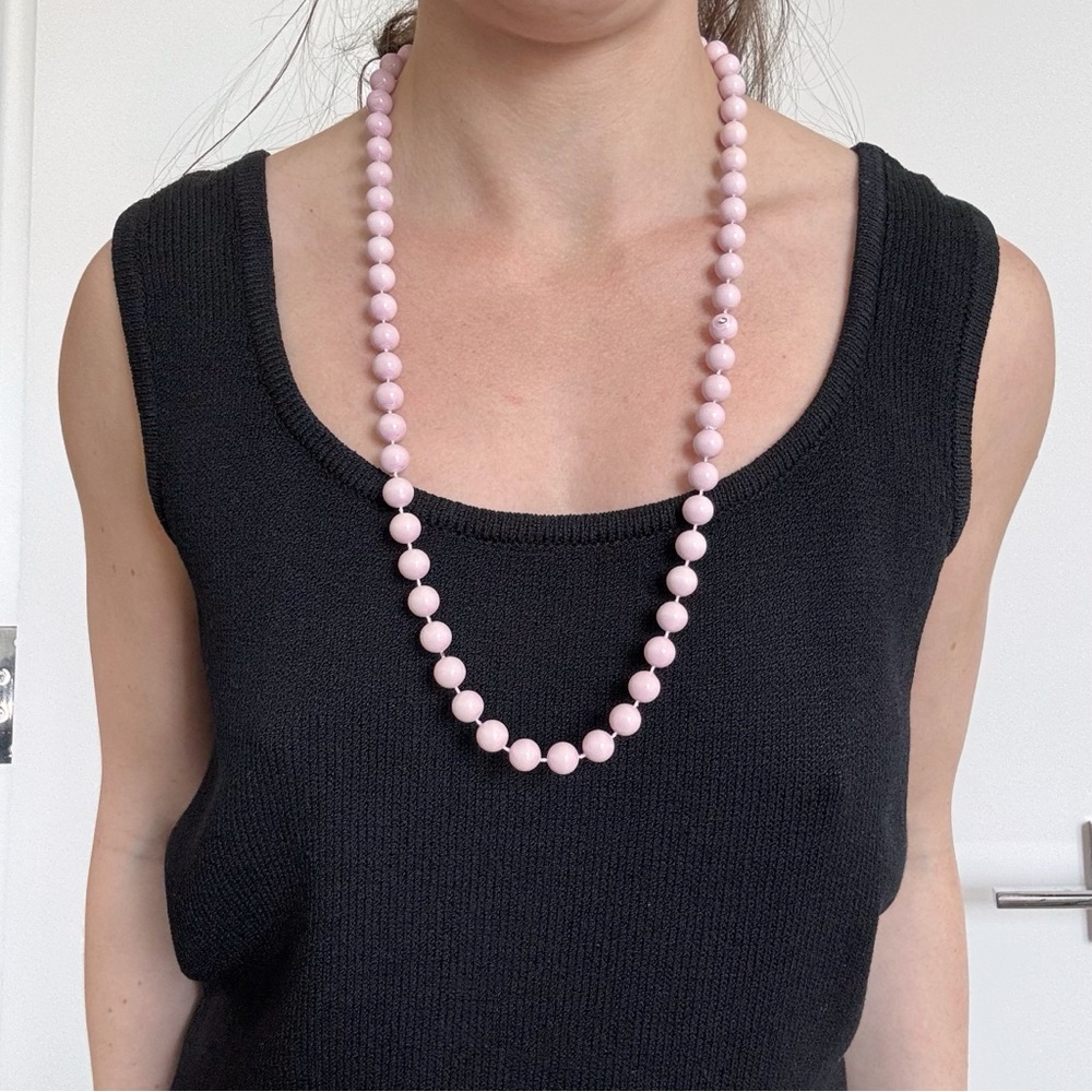 Vintage Flapper Elegant Lilac Pink Beaded Necklace 1920s Costume Coquette Barbie